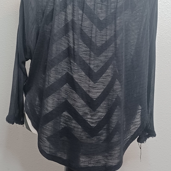 Free People Fairy Grunge Sheer Beaded Sequin Black Boho Distressed Top - Picture 7 of 16